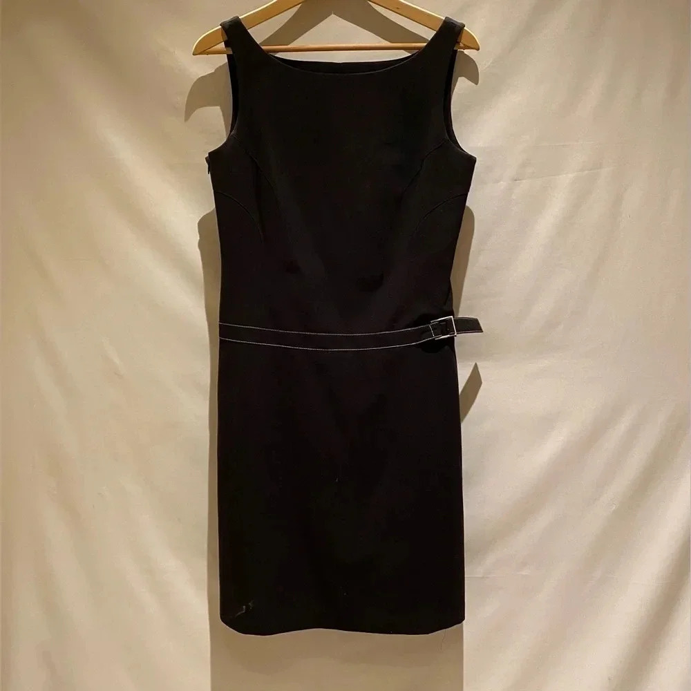The Limited  Black Dress with white stitched "belt", size 8